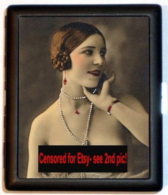 Flapper Nude Jazz Age Roaring 20s Pinup Nude Cigarette ID Case Business Card Holder Wallet