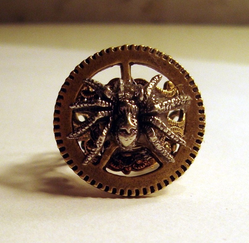 Victorian Steampunk The SPIDER In the MACHINE Goth Gear Ring