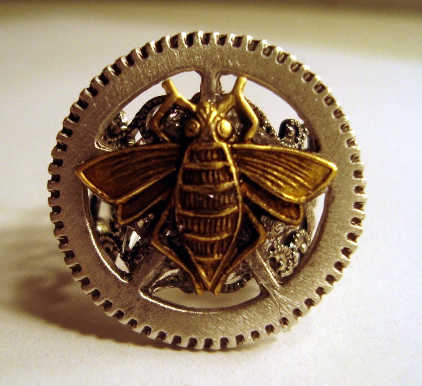 Victorian Steampunk THE BEE AND THE MACHINE Gear Ring