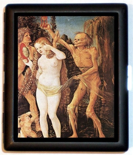 Gothic Horror Scene Hieronymous Bosch Surreal BEAUTY FADES Cigarette Case or ID Holder or Business Card Case Wallet or MP3 Holder