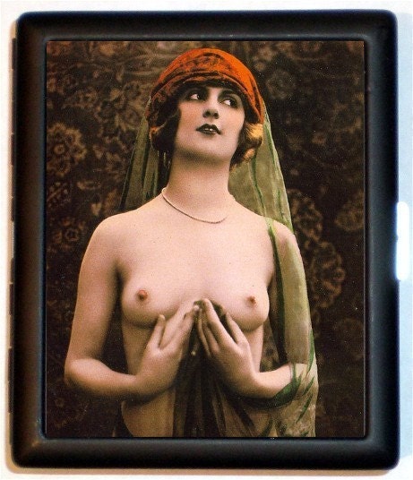 Nude Flapper Erotic Tinted Style Eight Pinup Pin up Cigarette ID Case Business Card Holder Wallet