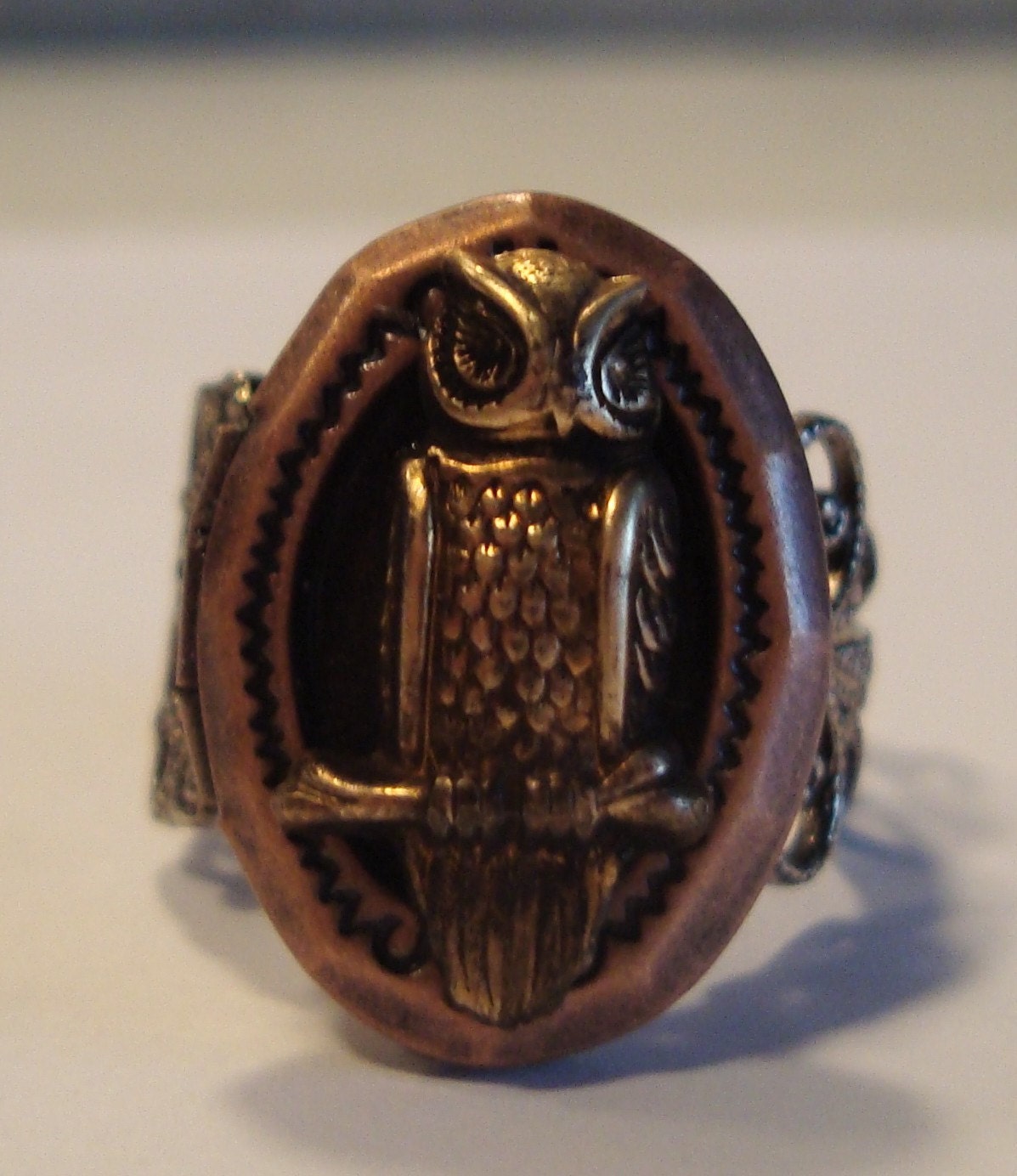 Victorian Steampunk The Mysterious MR. OWL Locket Ring New Copper