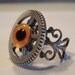 Victorian Steampunk OCULA MACHINUS Orange Glass Eye Gear Watch Clock Ring