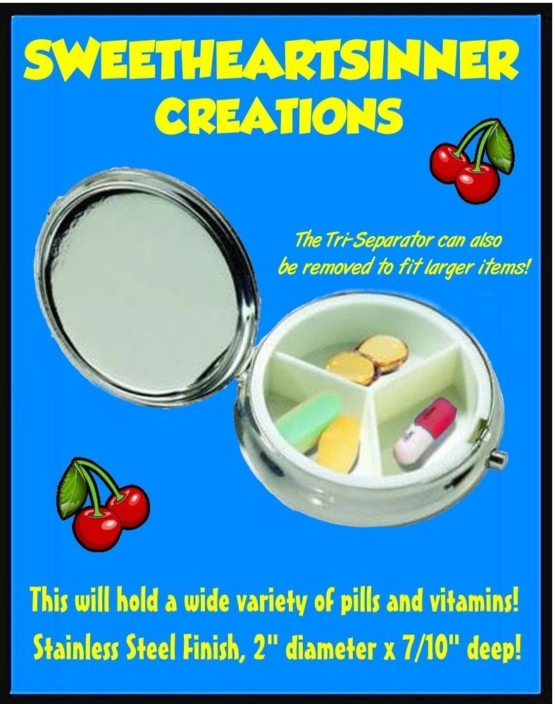 Devil Gal Tattoo Retro Pill box Pillbox Case Holder for Vitamins Drugs Birth Control