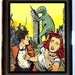 Comic Book Image Woman and Man Running from Big Monster Cigarette Id Case Business Card Holder Wallet