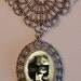 Beautiful Victorian MASKED WOMAN Victorian Silver-Tone Filigree Necklace Pendant