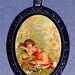 Alice in Wonderland Collage Wonderful Vintage Illustration Storybook Design Lewis Carroll Handcrafted Handcasted Metal Pendant Handpainted Black with silvertone ballchain necklace