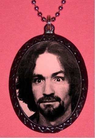 Spooky Charles Manson Necklace Psychobilly Weird Bizarre Cult Leader NEW Freak People Out