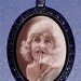 Flapper Girl Sexy Pinup Weird Juxposition Handcrafted Handcasted Metal Pendant Handpainted Black with silvertone ballchain necklace