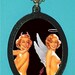 Devil and Angel Pinup Gals Pin up Pendant Necklace Rockabilly Cute