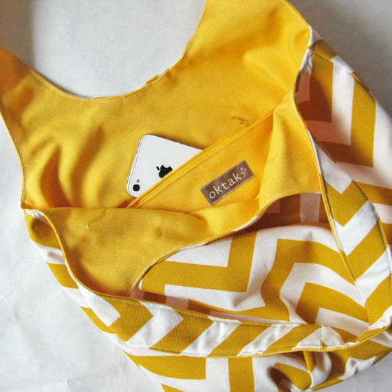 Tote bag - yellow chevron stripes