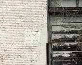 industrial decor door photography old building photograph brick wall art white decor vintage building - Receiving 8x12