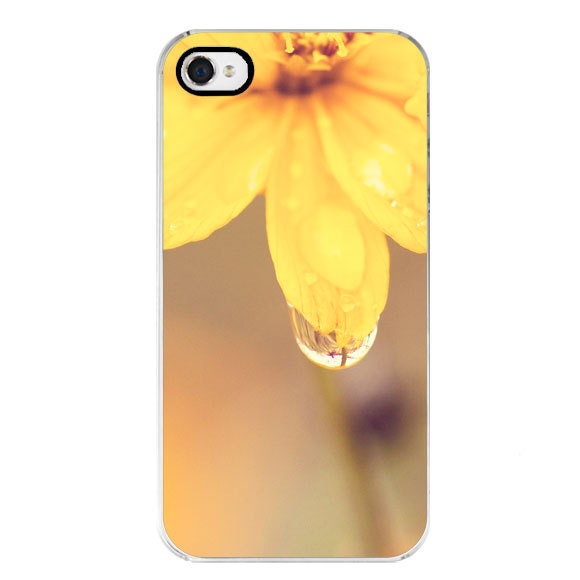 SALE phone case floral iPhone 4 case iPhone 4s case Yellow Flower and Waterdrop Print Flower Photography floral i