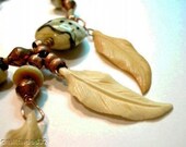 Winter  Lampwork, Antique Copper Necklace, Free Shipping
