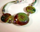 Celtic Stone Lampwork, Sterling Silver Bracelet Free Shipping