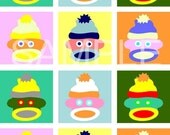 Sock Monkey Colorful Pop Art Style 8x10 Print