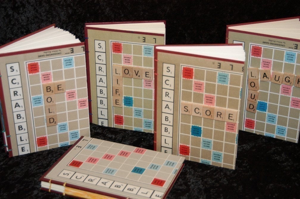 Scrabble Journal, hand bound with tiles Love Life