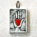 Valentine Heart in Hand  - small ceramic tile ornament - red, black, white - Valentine love