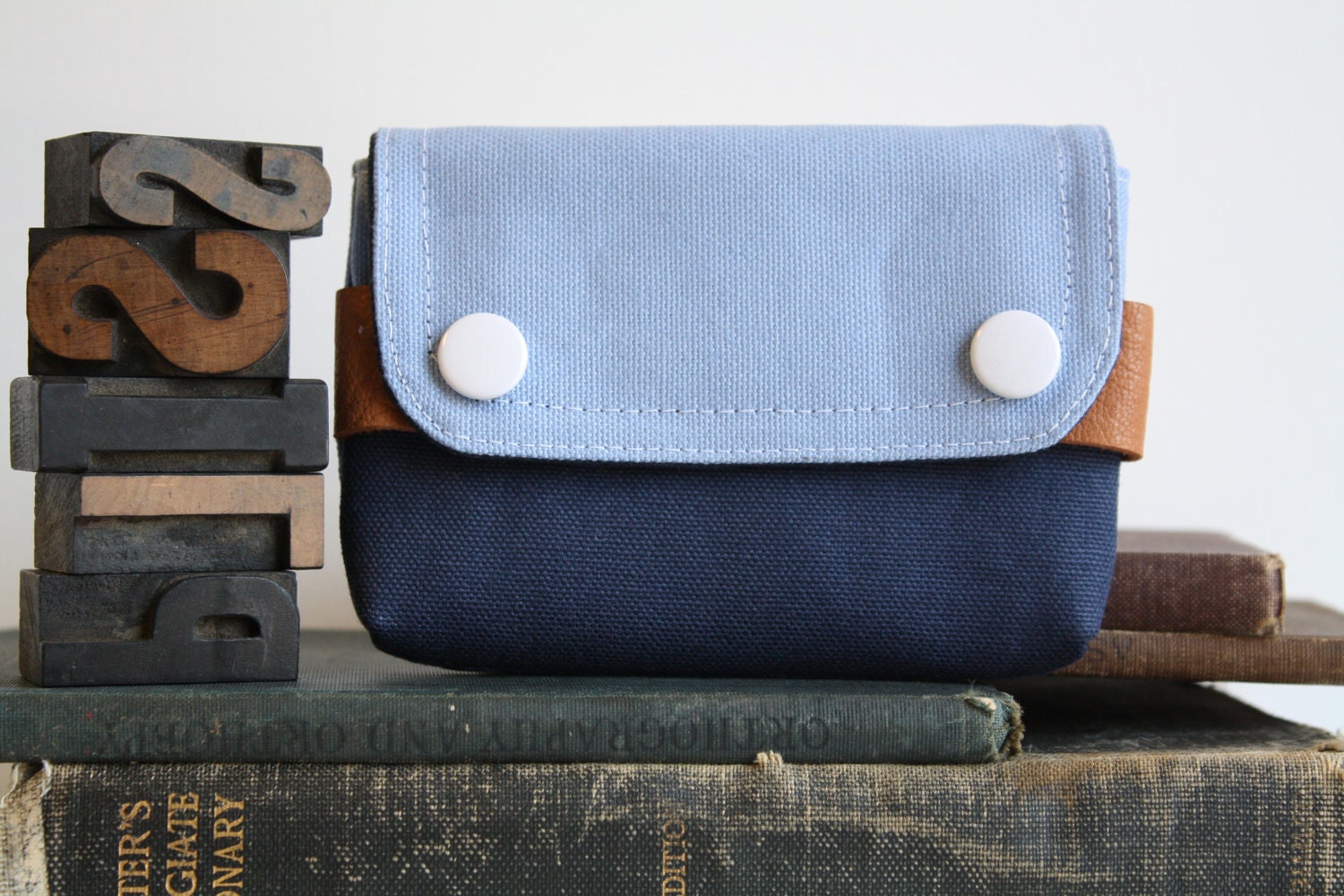small pouch - pale blue and midnight blue