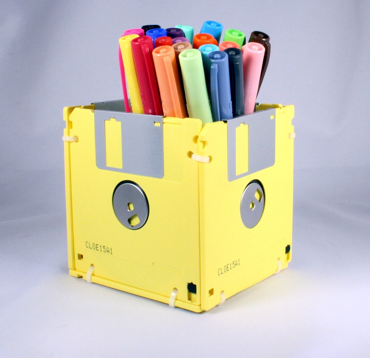 Floppy Disk Pen and Pencil Holder (YELLOW)