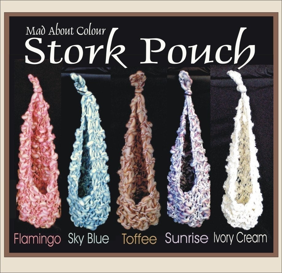 1 Newborn STORK POUCH Baby PHoTO PRoP Hanging Cocoon Pod Nest Wrap KNiT to ORDeR Pick Your Color Combo YUMmy mixed fibers