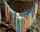 FRiNGe BLaNKeT Baby PHoTO PROP Hammock SToRk BeD Pouch Throw UNiGENDeR BeAch DaY aqua yellow orange grey blue PiCk CoLors Knit to Order
