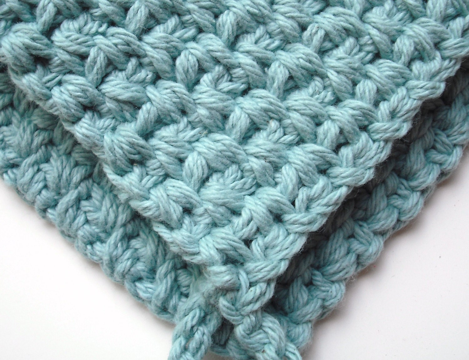 Soft Teal Crocheted Potholder