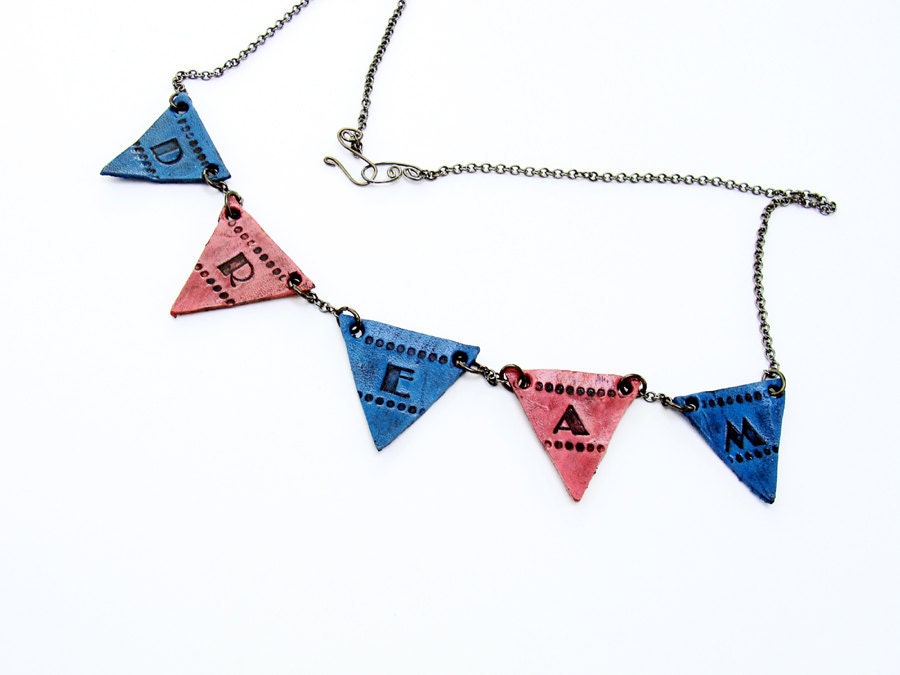 Leather Bunting Dream Triangle Necklace