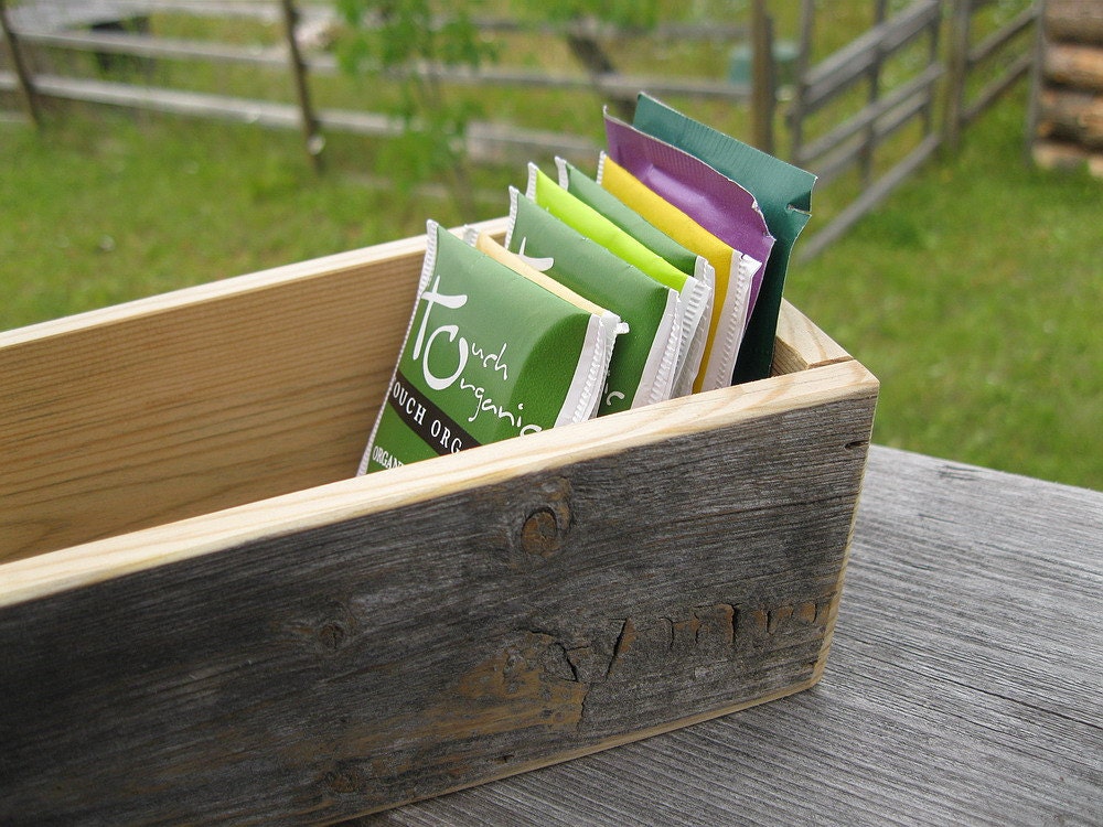 Rustic TEA BOX ...handcrafted from reclaimed weathered wood