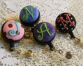 Custom Monogrammed Badge Reel Clip On - Id Holder- Personalized Retractable