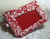 Vinyl Id Wallet Zipper Bag Red White Print