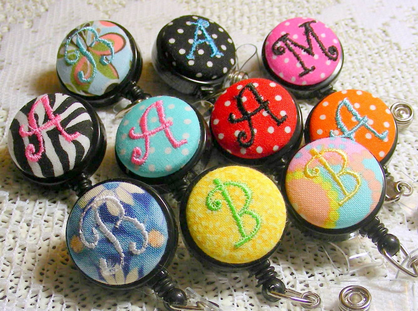 Custom Monogrammed Swivel Clip Badge Reel - Id Holder- Personalized Retractable