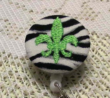 Custom Fleur de Lis Badge Reel Clip On - Id Holder- Retractable
