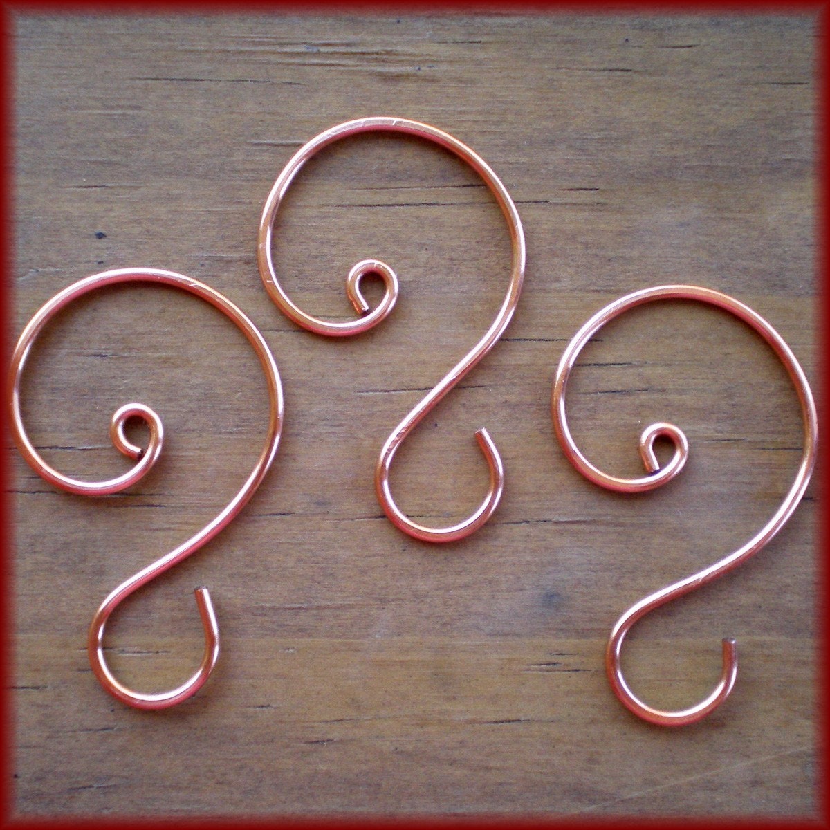 Mini Copper Ornament Hooks, Set of 12