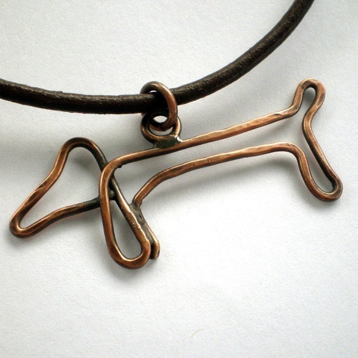 Weiner Dog/Dachshund/Sausage Dog Copper Pendant Necklace