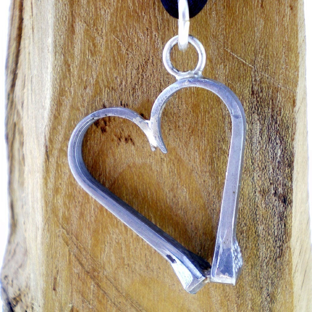 Horseshoe Nail Heart Pendant Necklace