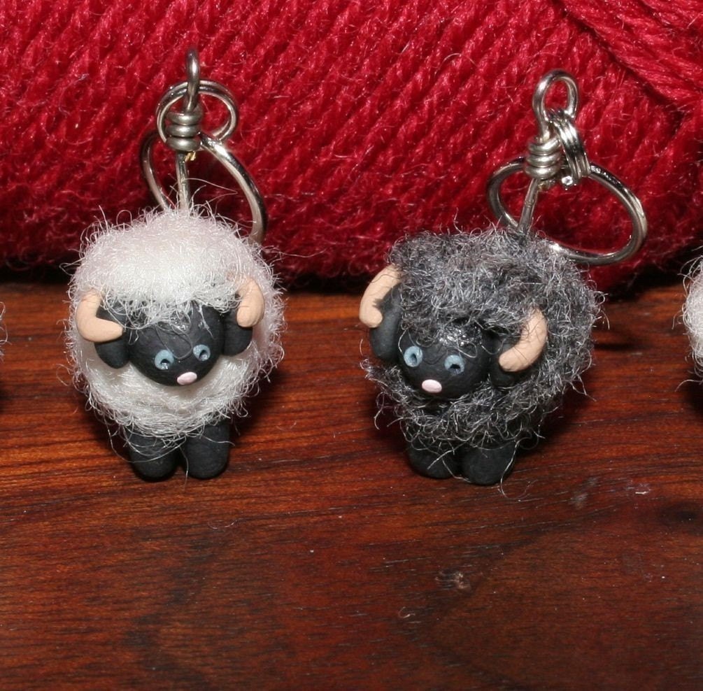 Horned Woolly Sheep Stitch Markers (flock of 4)