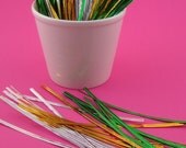 300 metallic twist ties . green silver gold . extra long 6 inch