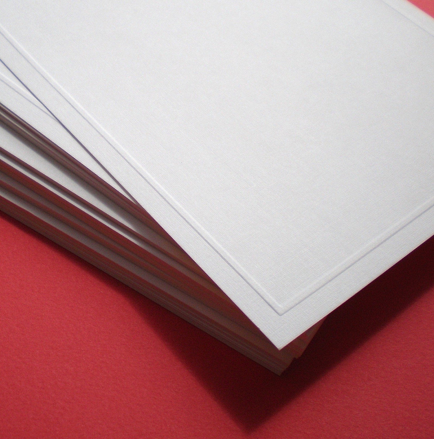 embossed flat panel cards / white linen 5x7