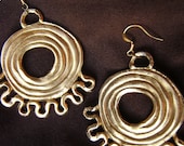 Dizzy Spiral and Squiggle Abstract Gold Earrings
