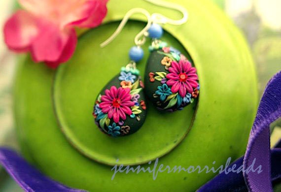 oh those warm summer nights - festive mexican embroidery inspired earrings - made to order