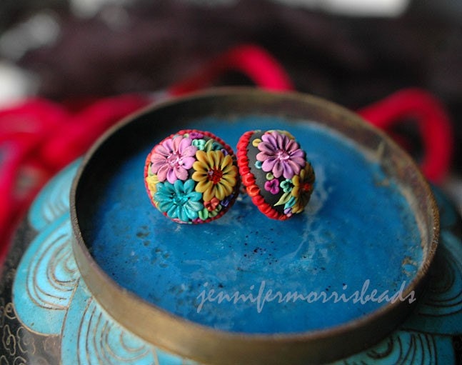 muy festive  mexican embroidery - retro bauble earrings