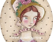 Victorian art print, "Adelaide's New Bonnet"