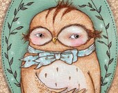 SALE Owl art print, "Mr. Owl's Ascot" SALE