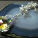 Wedding Swarovski Crystal Necklace Baroque Dangle Cluster AB Finish Sterling on Silver Figaro Chain Bride Bridal