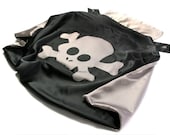 Pirate Cape for Child by Little Hero Capes - Black and Silver - Superhero Skull Design