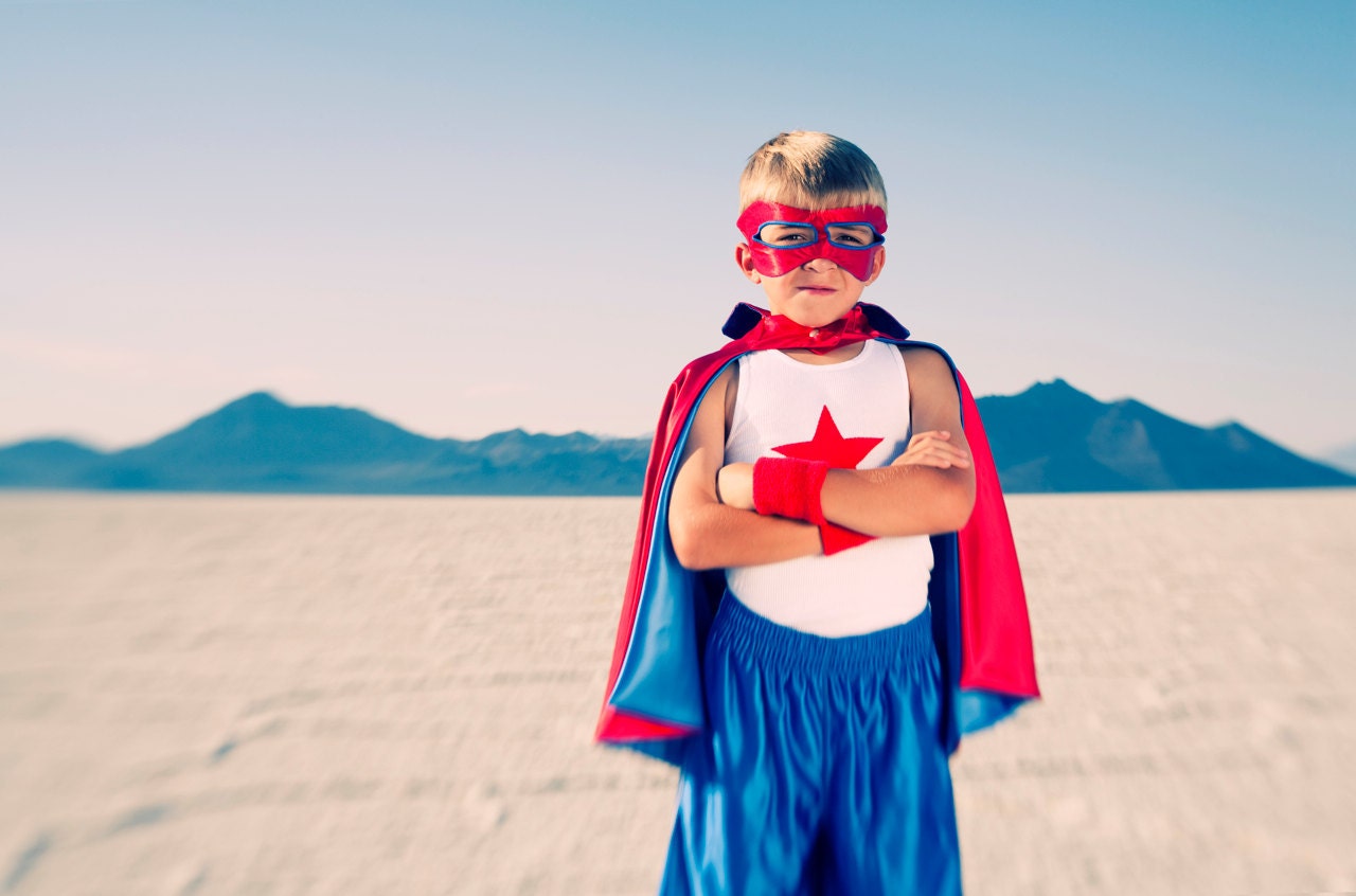 Custom Child Cape by Little Hero Cape - Red and Blue - Superhero Star Design