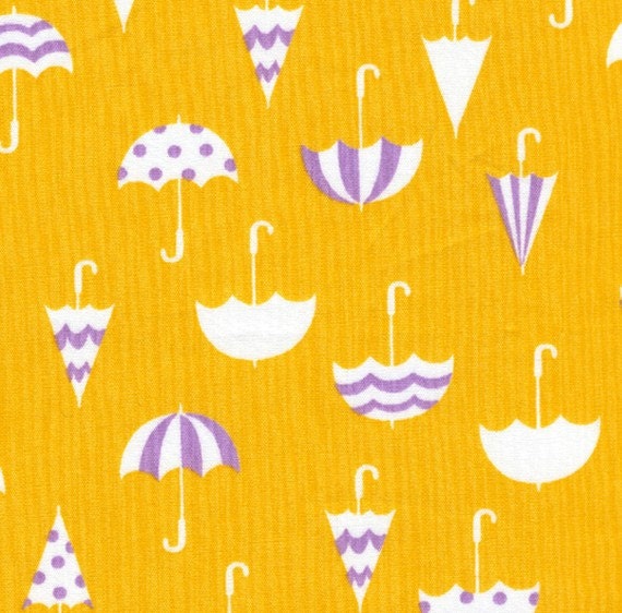 Japanese Fabric - Deco Umbrellas on Blue - Half Yard