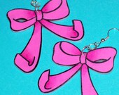 big bold baby pink ribbon bow earrings