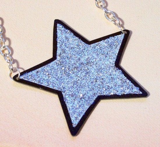 silver glitter star necklace